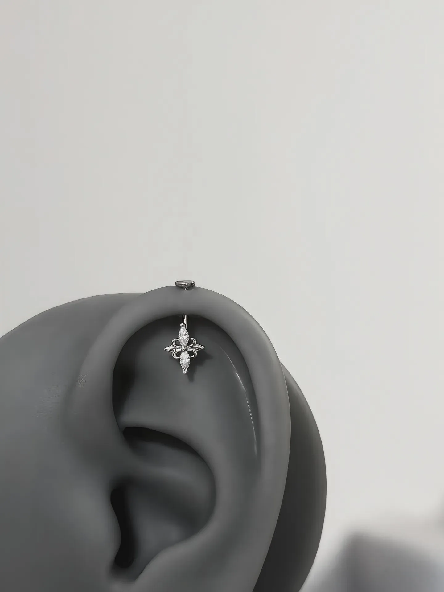 Double Diamond Iris Ear Cartilage Stud - alternate view
