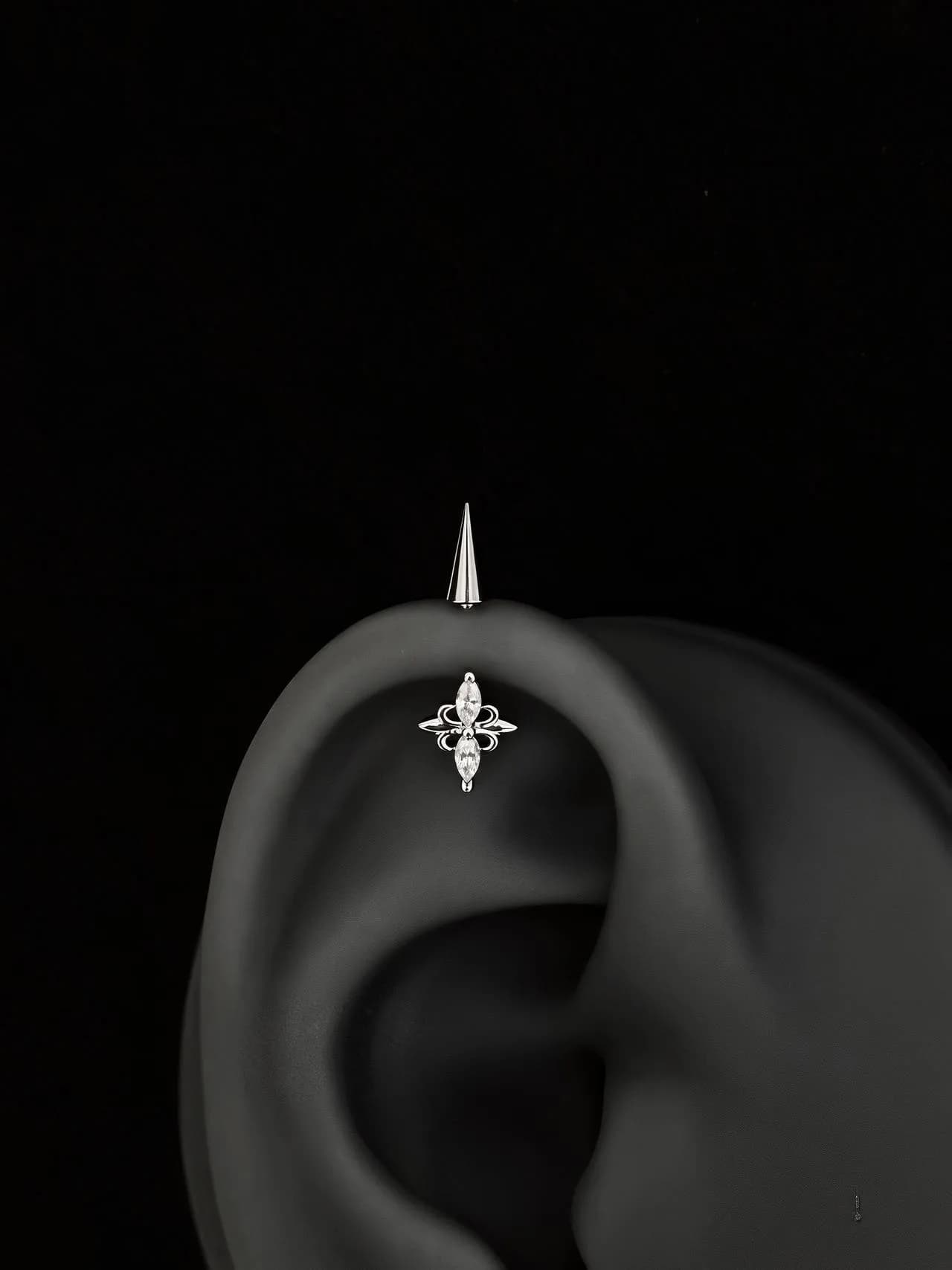 Double Diamond Iris Ear Cartilage Stud thumbnail 3