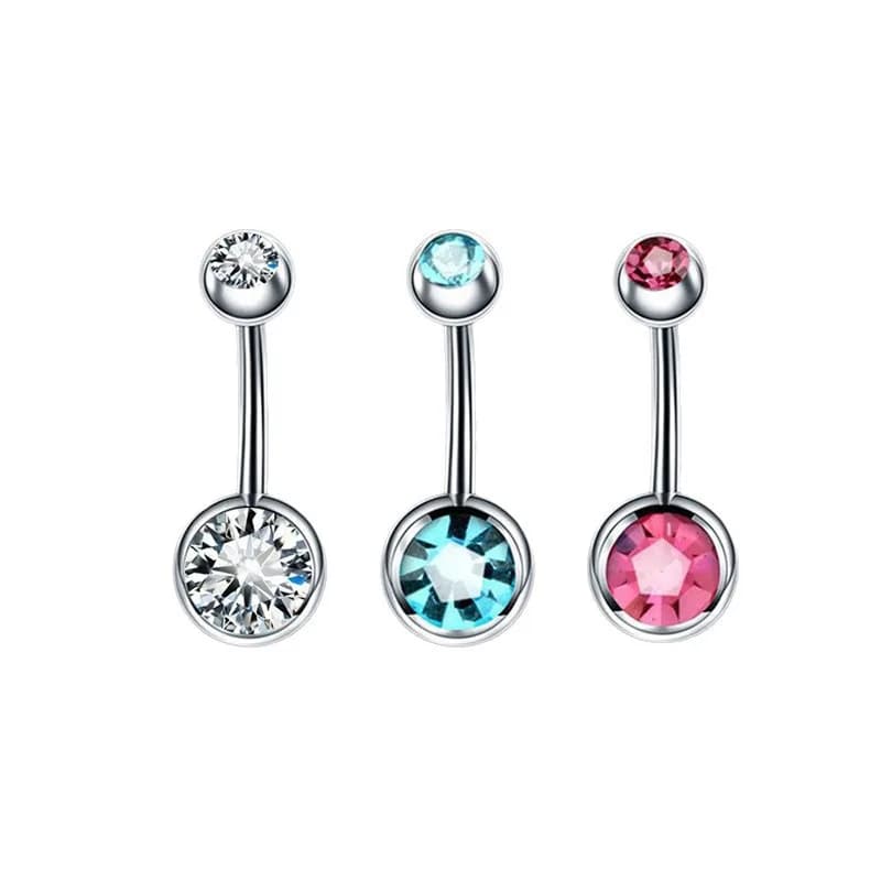 Double Round-headed Navel Piercing