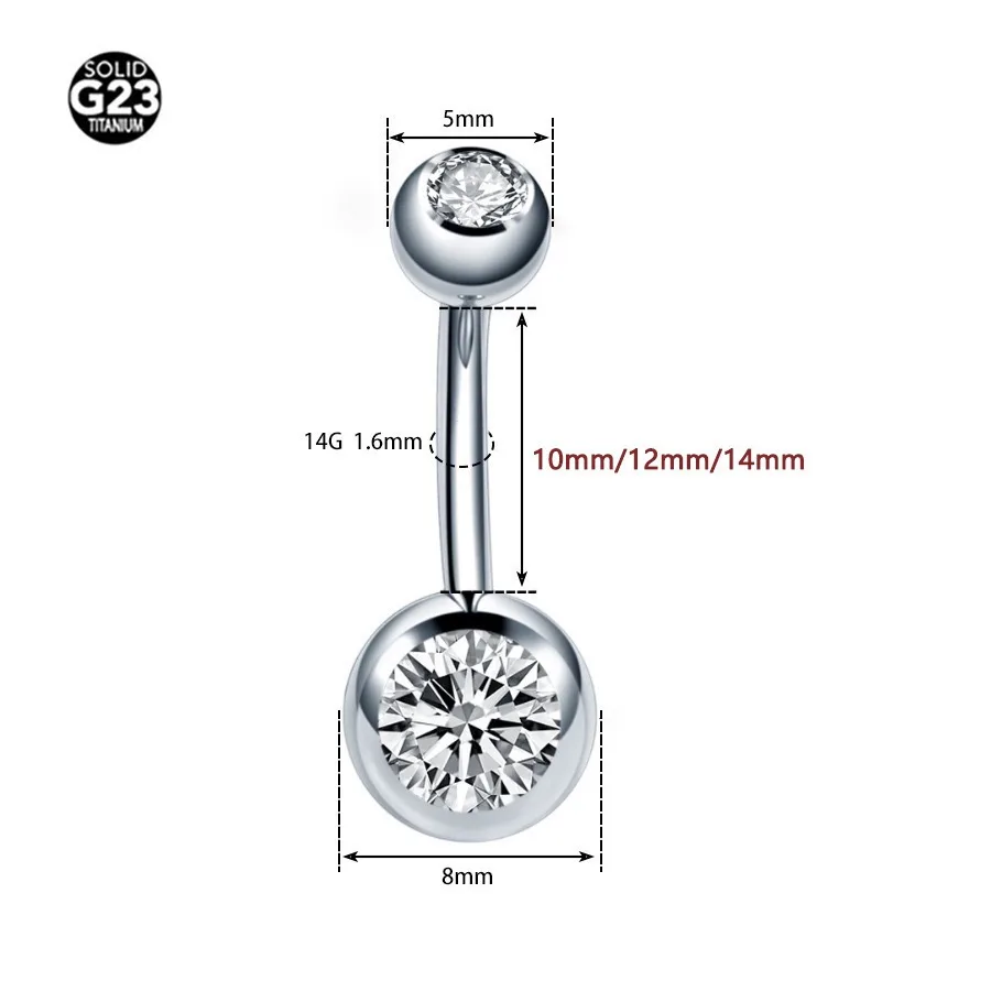 Double Round-headed Navel Piercing - alternate view