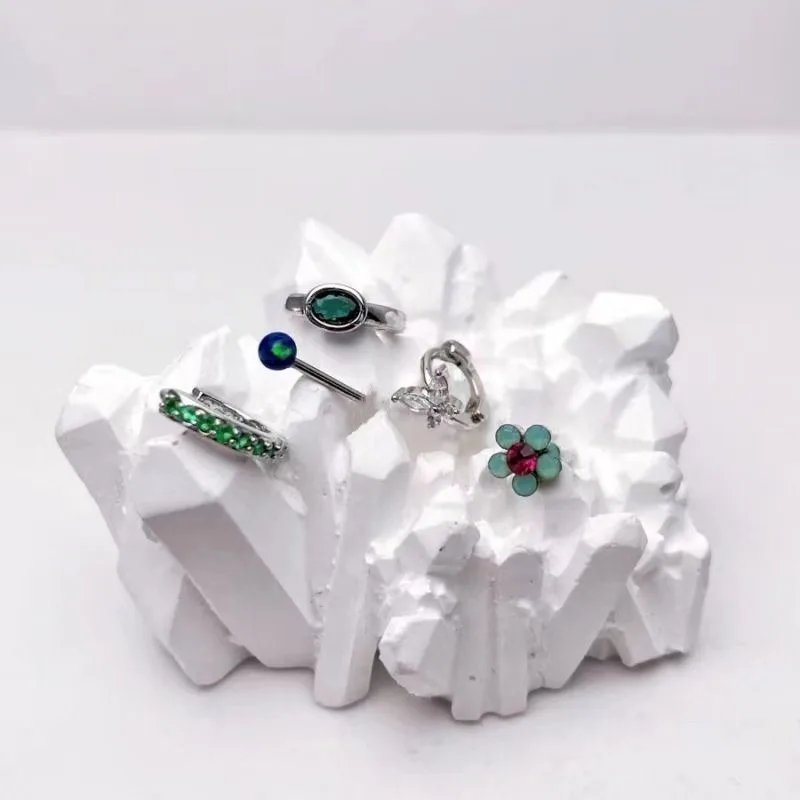 Green Flower Earring Stacks - alternate view