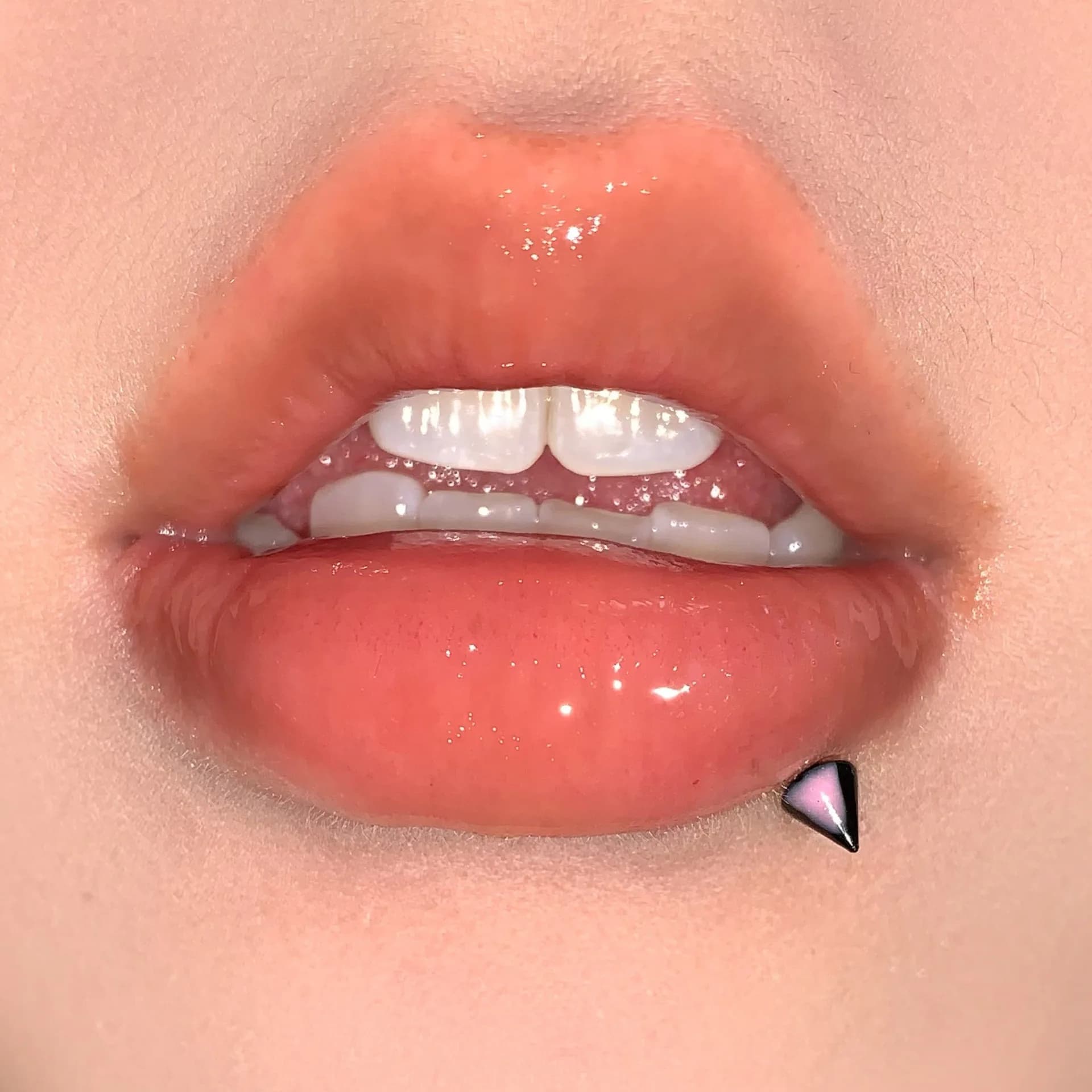 Black And Pink Cat Ear Lip Studs - alternate view