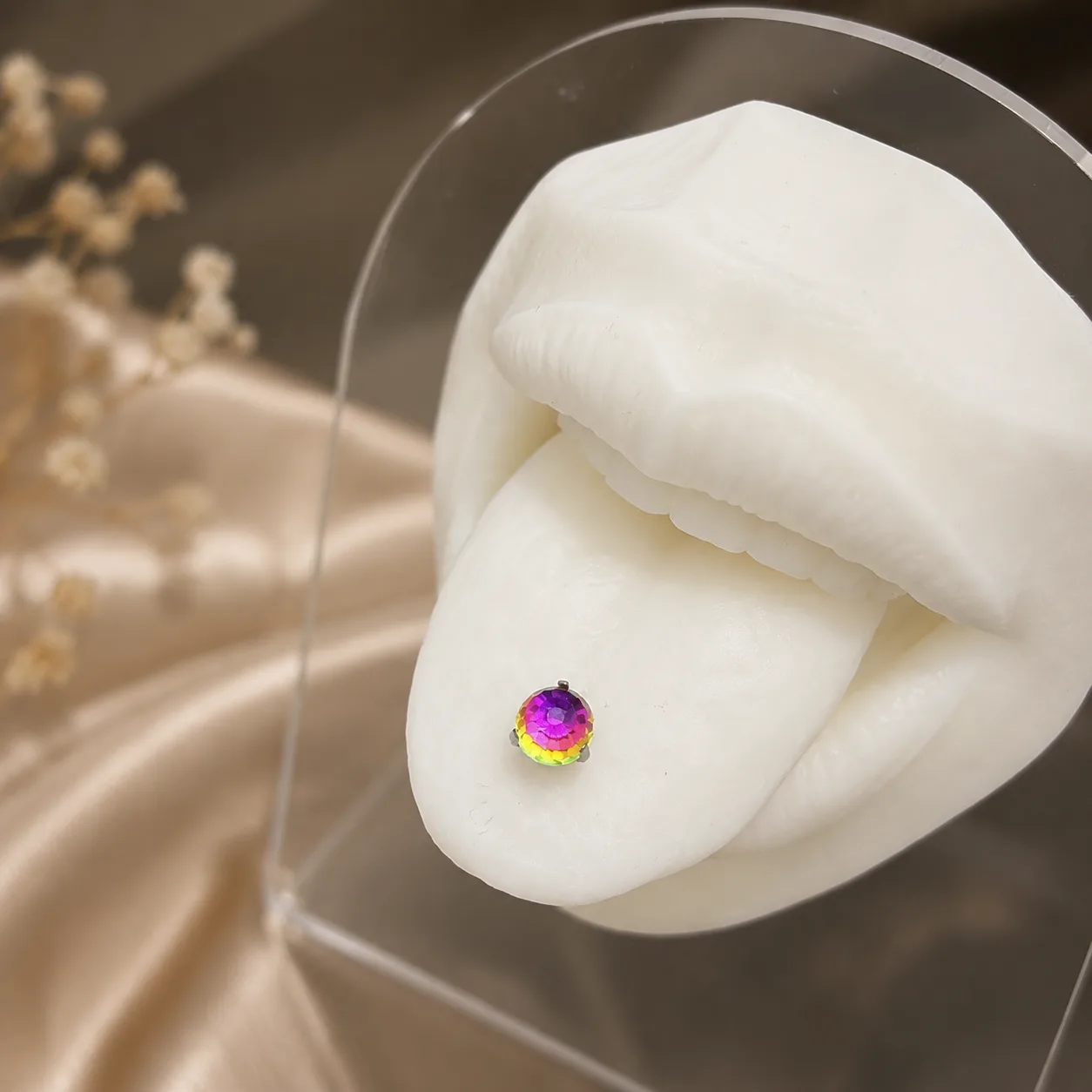 Gradient Red Disco Ball Tongue Stud