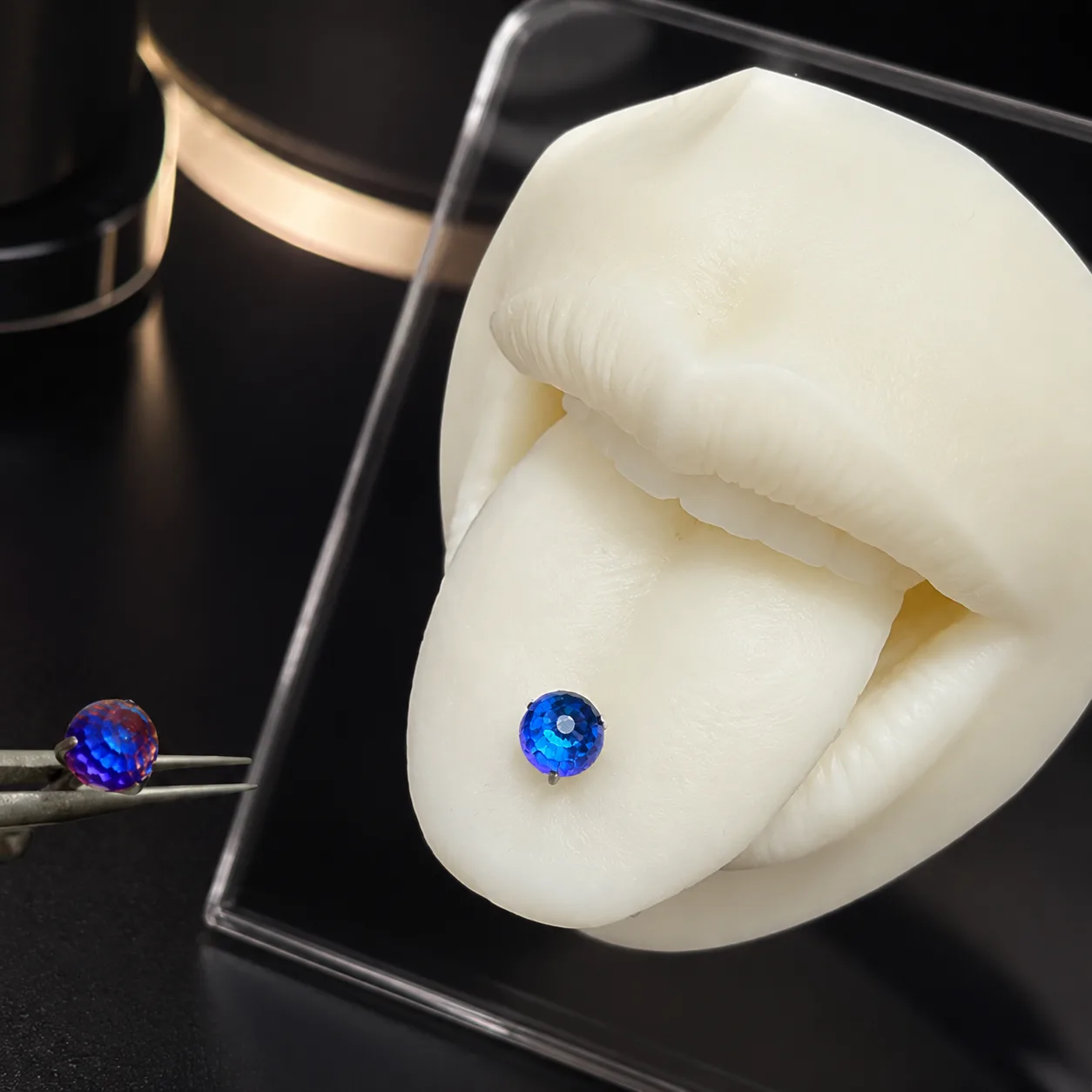 Gradient Purple-blue Disco Ball Tongue Stud