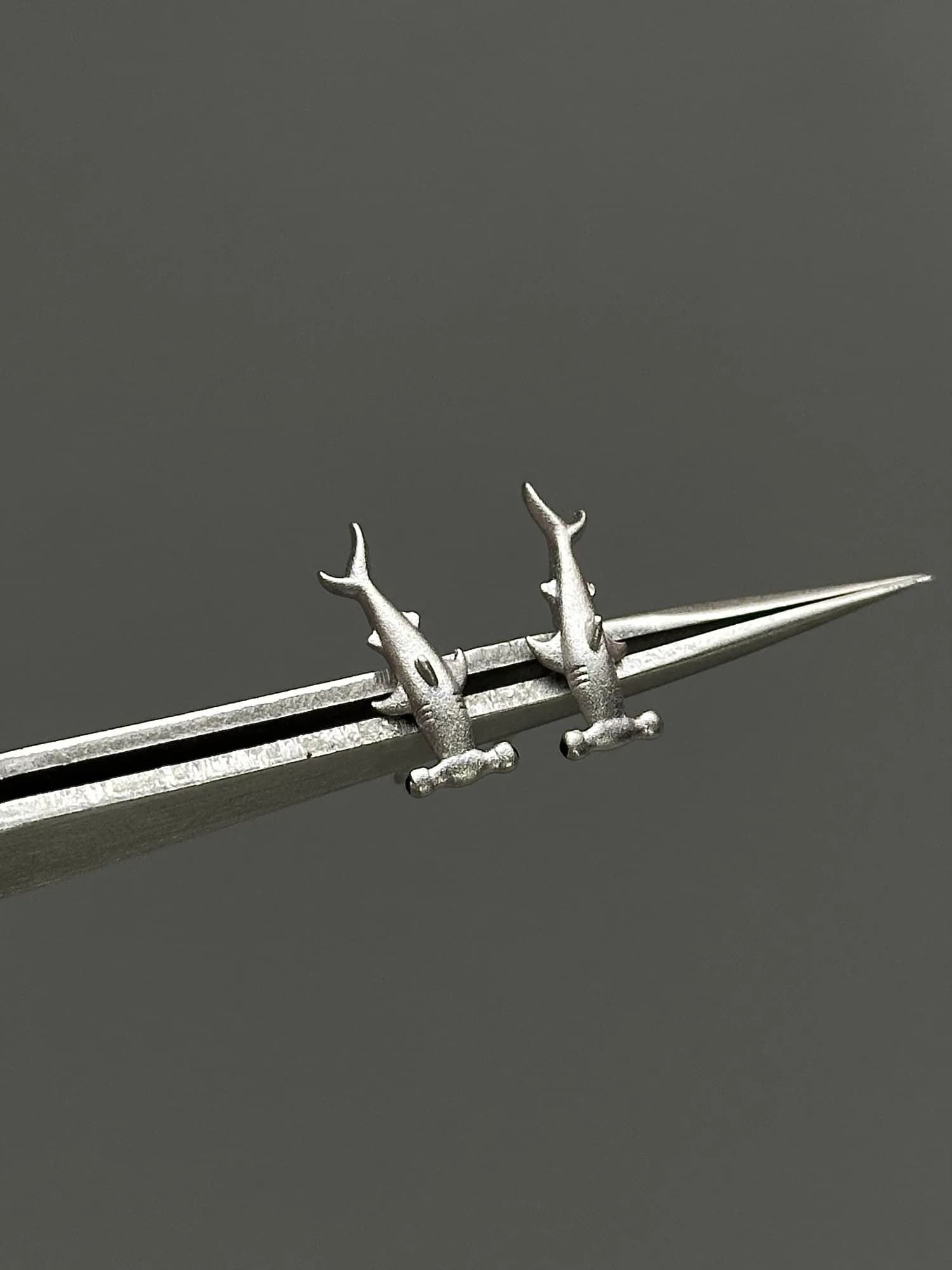 Hammerhead Shark Sterling Silver Earrings - alternate view