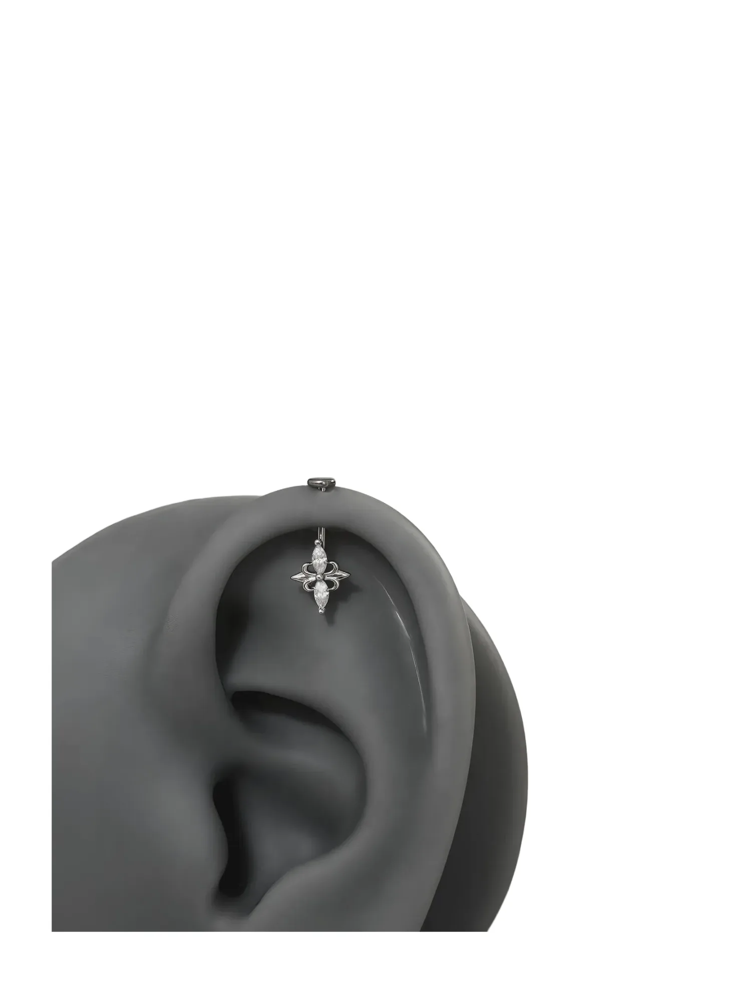 Double Diamond Iris Ear Cartilage Stud